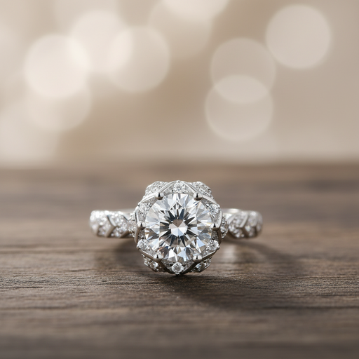 Oval Cut Halo 1 Carat Moissanite Solitaire Ring - view 1