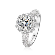 Oval Cut Halo 1 Carat Moissanite Solitaire Ring - view 1