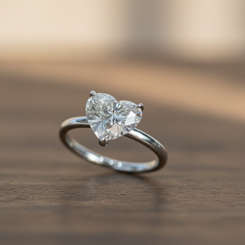 2 Carat Heart Shape Moissanite Ring