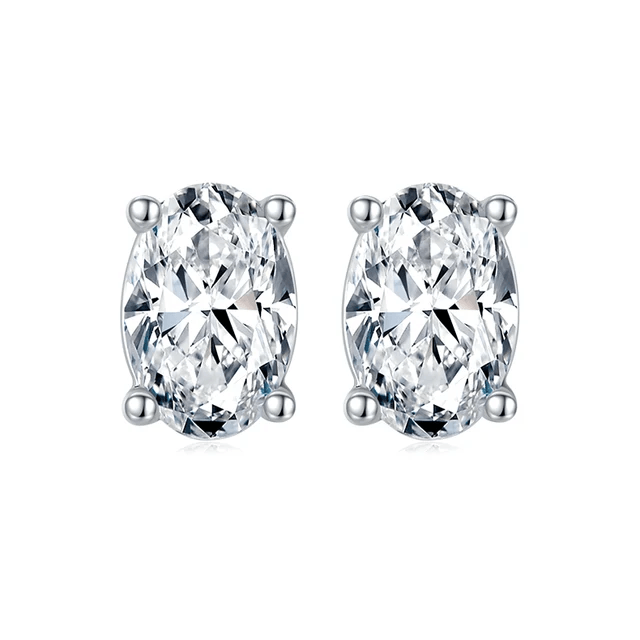Oval Moissanite Earrings-Earrings-Sairahaz Jewelers
