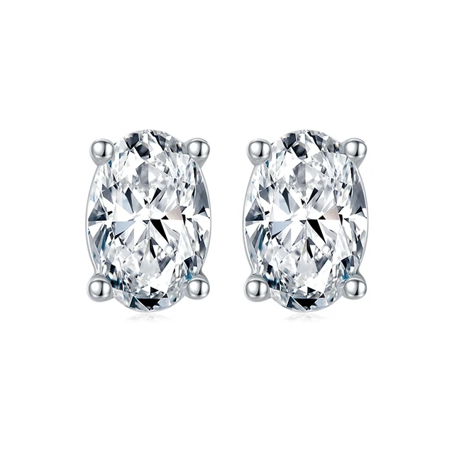 Oval Cut Moissanite Stud Earrings – GRA Certified, 2.4 Carat