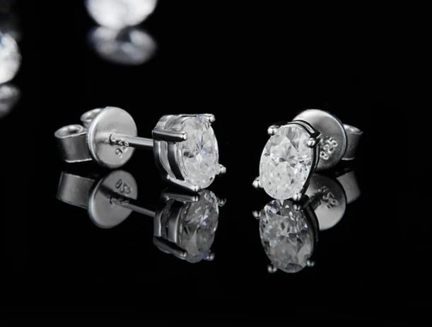 Oval Cut Moissanite Stud Earrings – GRA Certified, 2.4 Carat