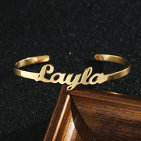 Arabic name bangle bracelet in a polished personalized cuff design