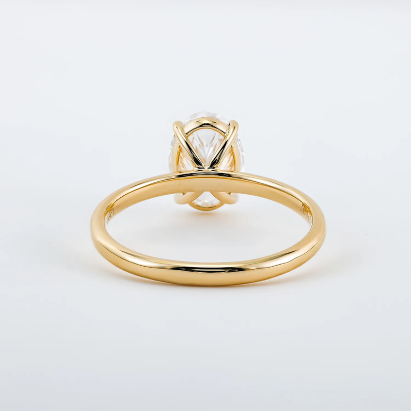 14k Gold 3 Carat Oval Moissanite Crushed Ice Cut Ring