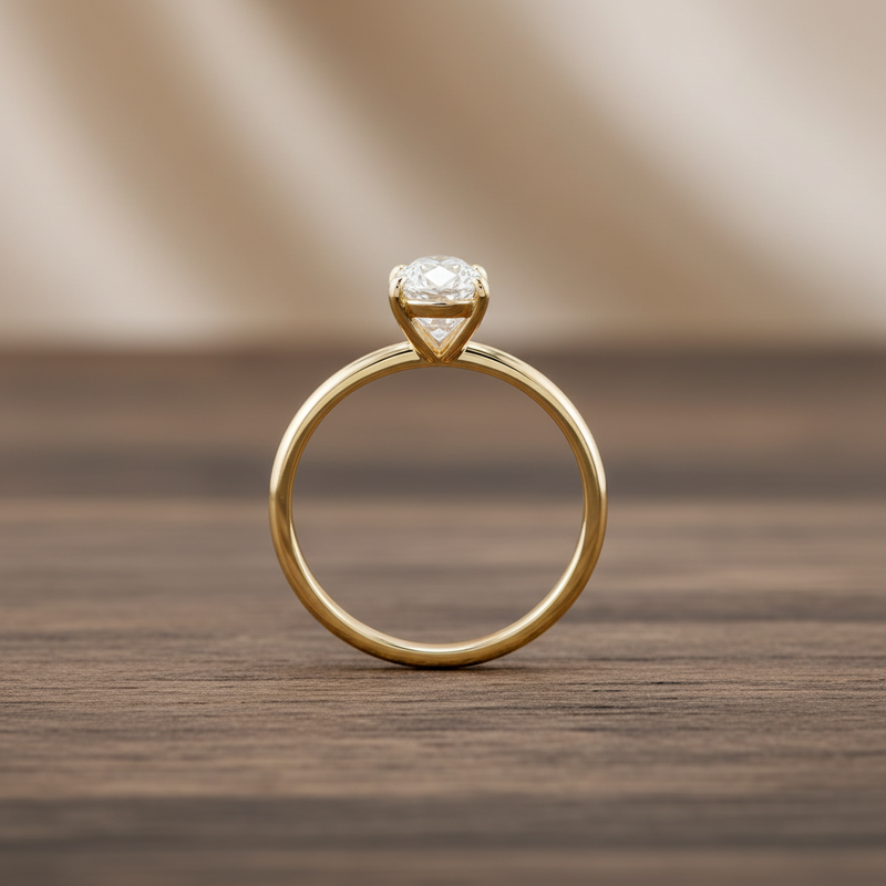 14k Gold 3 Carat Oval Moissanite Crushed Ice Cut Ring - view 3