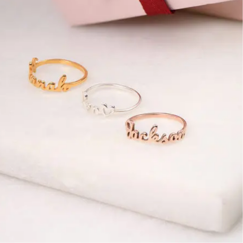 English Names Personalize Ring In Gold Vermeil