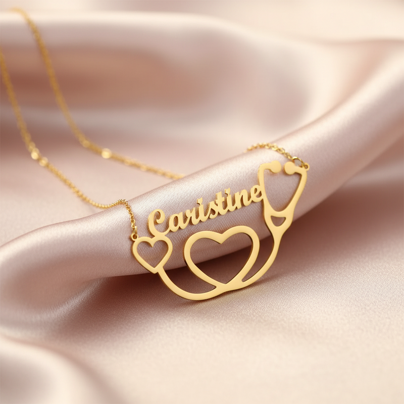 Dainty Personalized Stethoscope Name Necklace