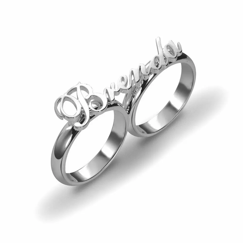 Two Fingers Name Custom Ring