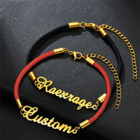Rope custom name bracelet in gold plated finish with personalized lettering
