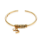 Custom Open Cuff Bangle With Heart Bracelet - view 3