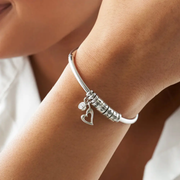 Custom Open Cuff Bangle With Heart Bracelet - view 4