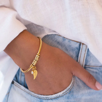 Custom Open Cuff Bangle With Heart Bracelet - view 1