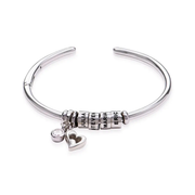 Custom Open Cuff Bangle With Heart Bracelet - view 2