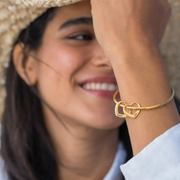 Personalized heart charm bangle lifestyle view