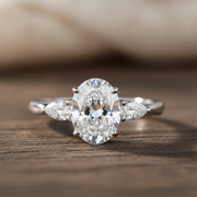 3 Carat Oval Moissanite Three-Stone Ring - view 1