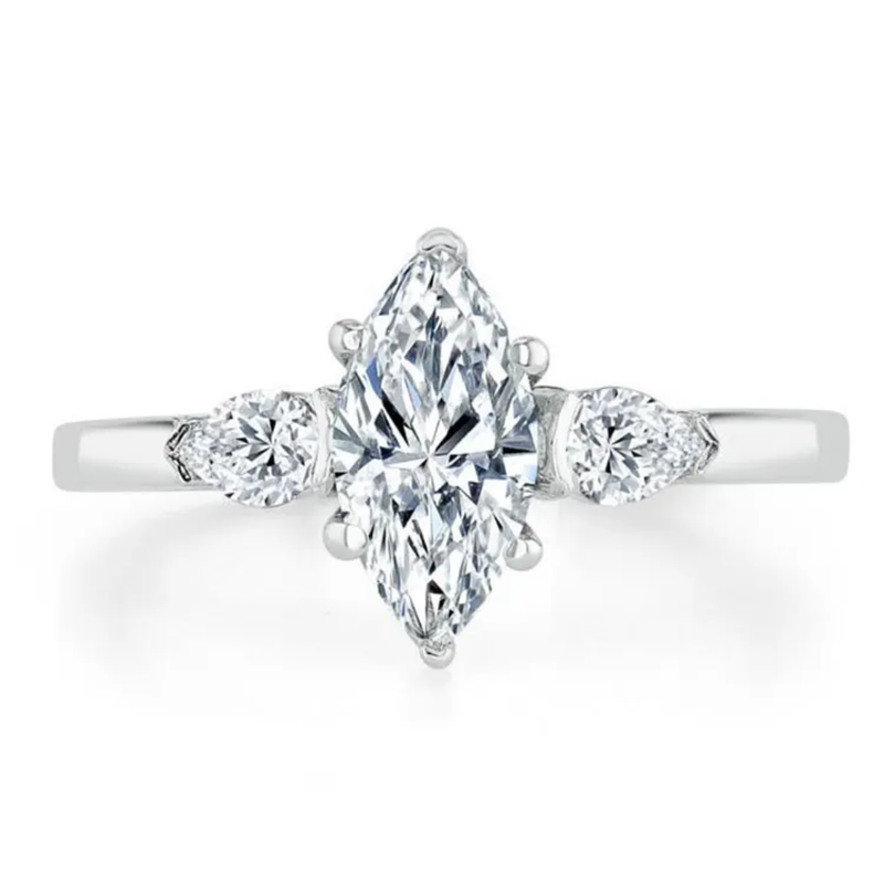 Marquise Diamond 3 Stones Moissanite Ring
