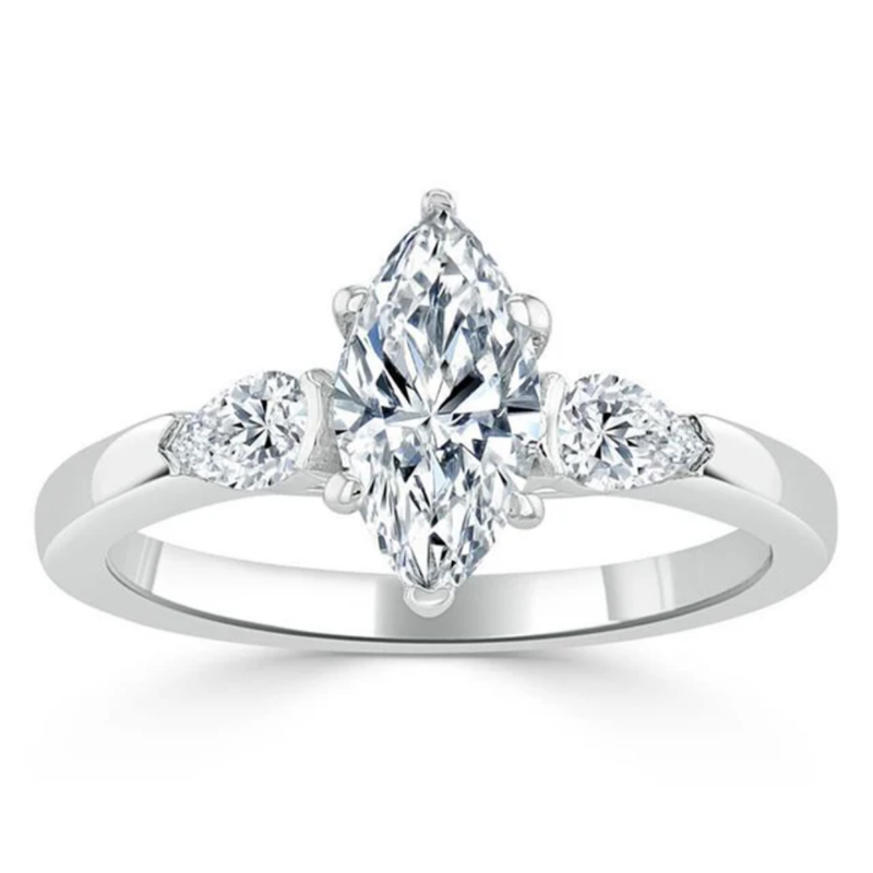 Marquise Diamond 3 Stones Moissanite Ring