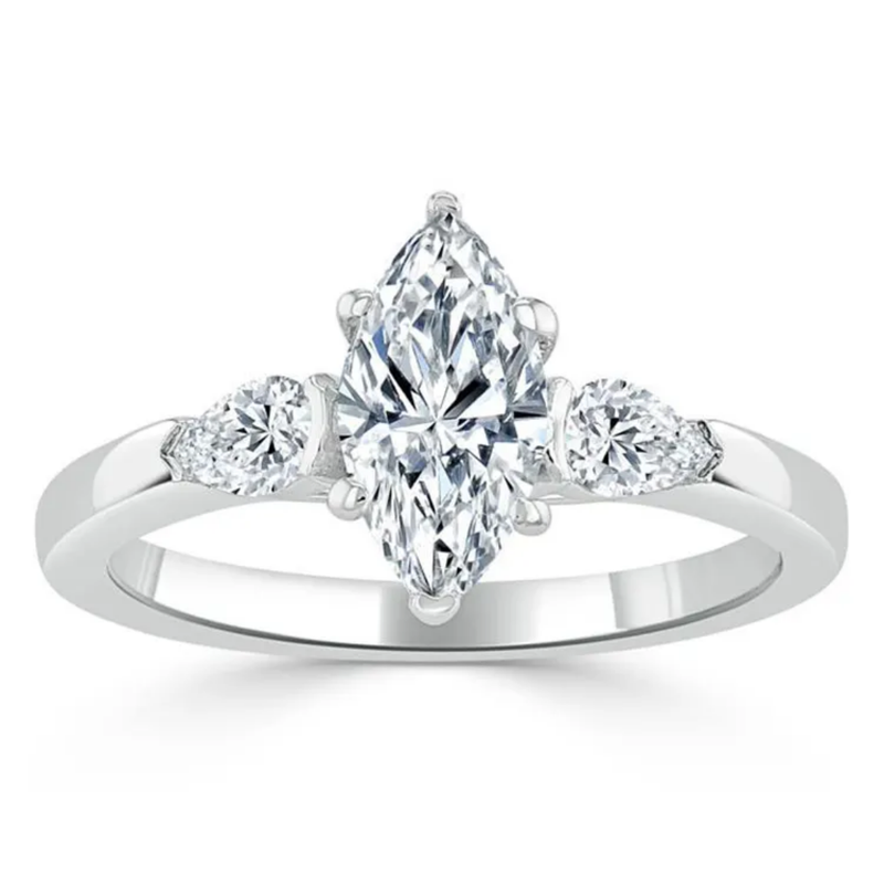Marquise Diamond 3 Stones Moissanite Ring