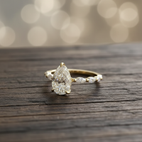 3 Ct Pear Cut Lab Diamond Engagement Ring in 18K Gold