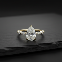 3Ct Pear Cut Lab Diamond Engagement Ring in 18K Gold