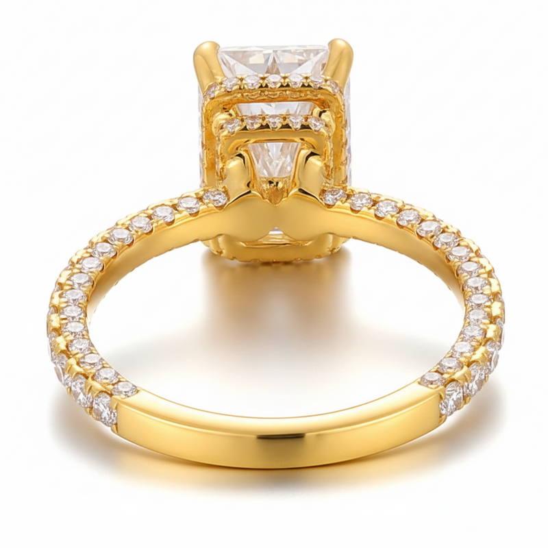 3 Carat Cushion Cut Lab Diamond Ring in 18K Gold