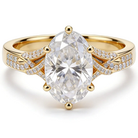 Oval Cut Lab diamond Engagement Ring with Paved Band