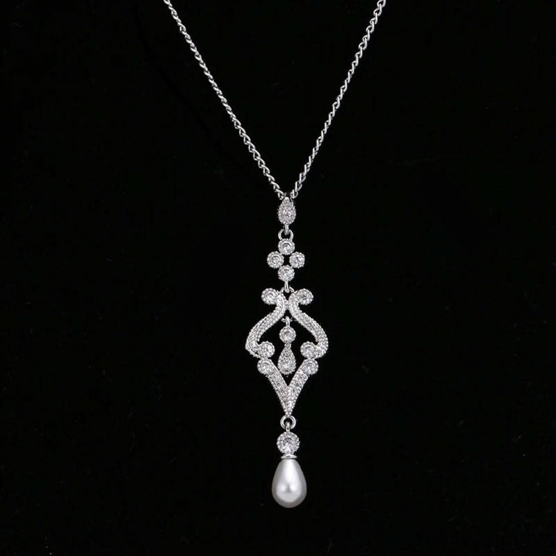 Simulated Pearl Wholesale Elegance Pendant Necklace-Pendant-Sairahaz Jewelers