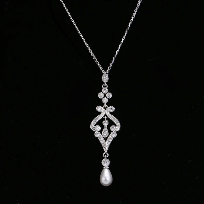 Simulated Pearl Wholesale Elegance Pendant Necklace