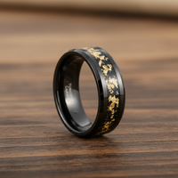 18K Gold Inlay on Back Tungsten Carbide Ring - 8mm Wide - SairaHaz Jewelers