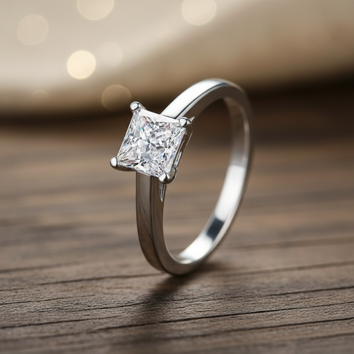 18K Gold Princess Cut Lab Diamond Solitaire Engagement Ring