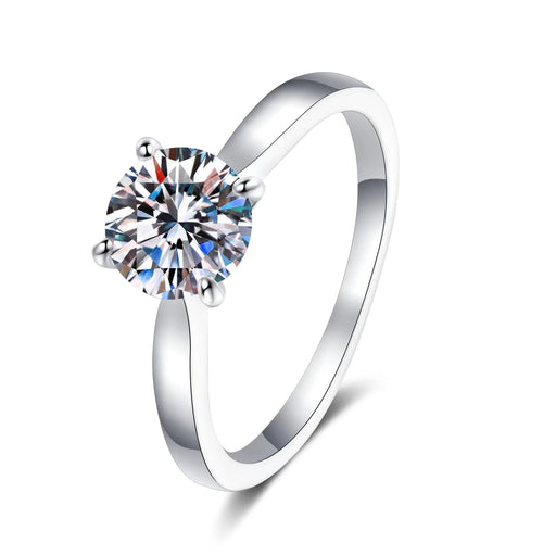 18K Gold Round Cut Lab Grown Diamond Solitaire Engagement Ring with white background