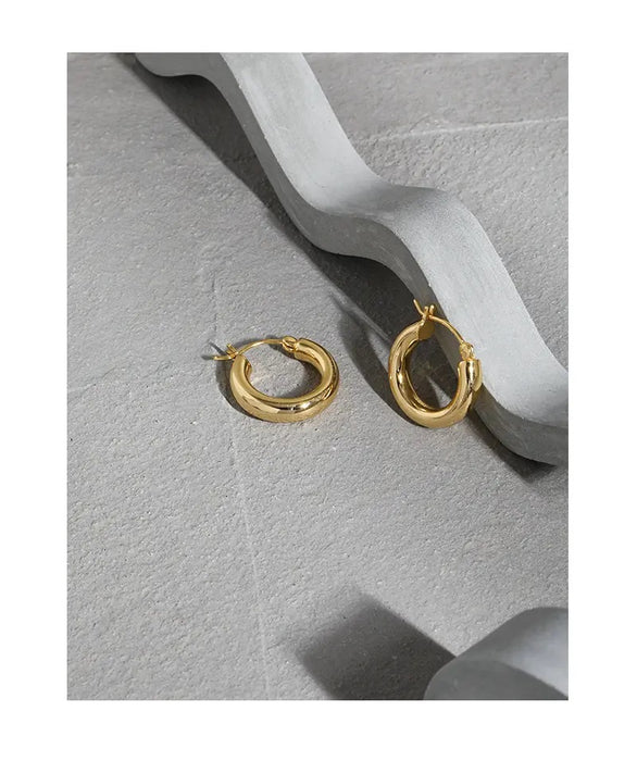 18K Solid Gold  Hoop Earrings 3mm Thick