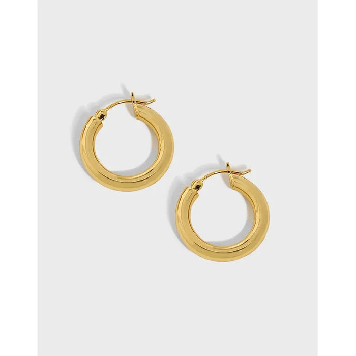 18K Solid Gold  Hoop Earrings 3mm Thick