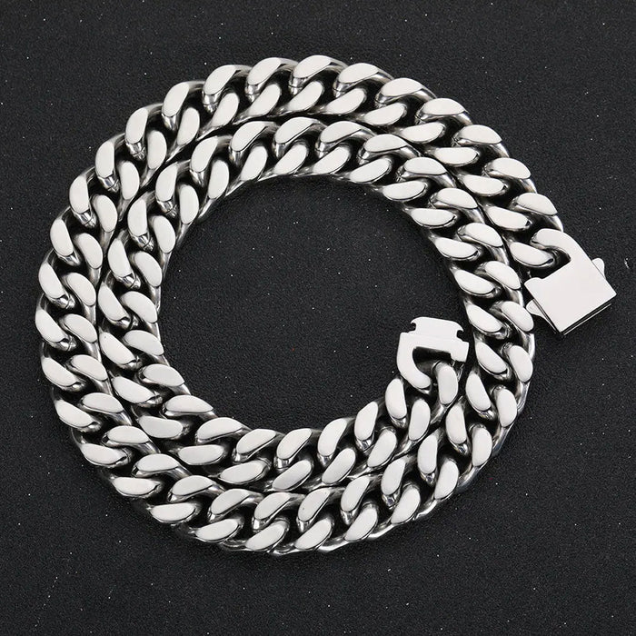 Hip Hop Stainless Steel Flat Curb Cuban Chain