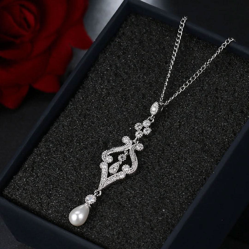 Simulated Pearl Wholesale Elegance Pendant Necklace-Pendant-Sairahaz Jewelers