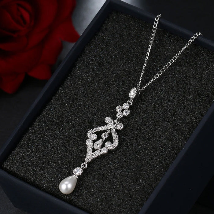 Simulated Pearl Wholesale Elegance Pendant Necklace