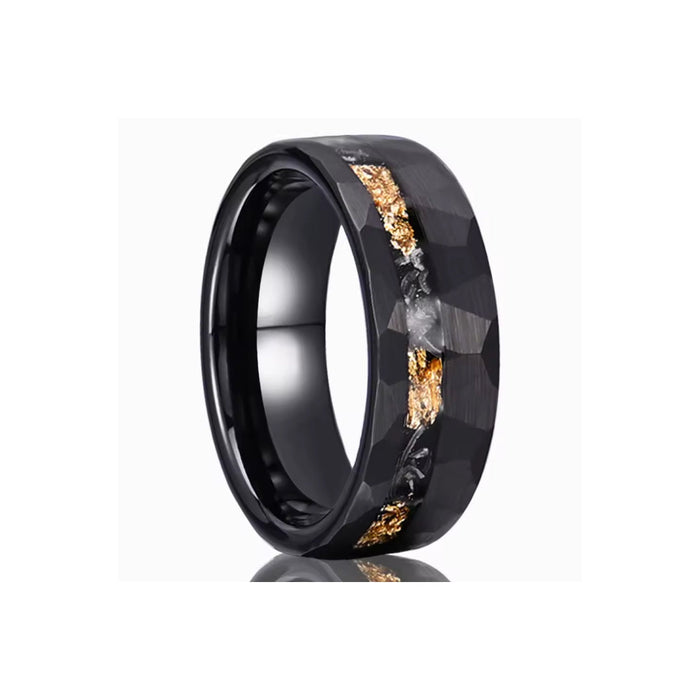 Black Tungsten Ring Gold Inlay-Rings-Sairahaz Jewelers