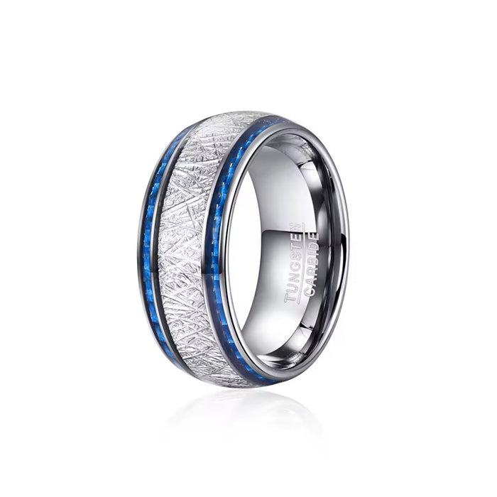 10mm Tungsten Carbide Ring Blue Carbon Fiber-Tungsten Ring-Sairahaz Jewelers