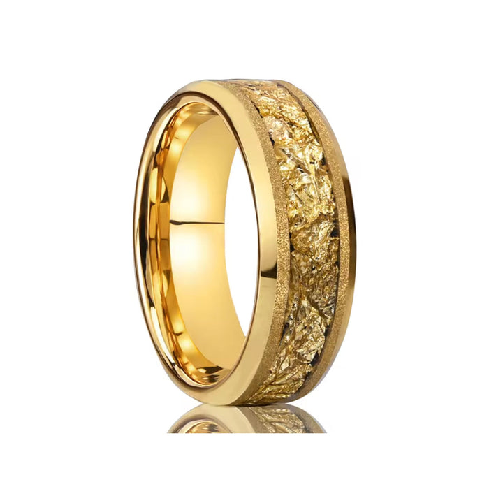 8mm Tungsten Carbide Gold Inlay Ring-Rings-Sairahaz Jewelers