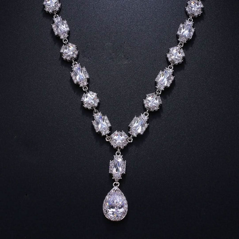 Glamour Charming Crystal Sparkling Necklace-Cubin Chains-Sairahaz Jewelers