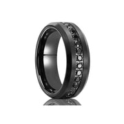 8mm Tungsten Carbide Black Zirconia Engagement Ring-Rings-Sairahaz Jewelers