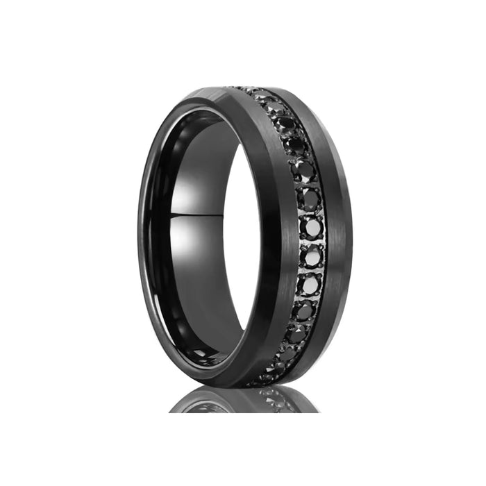 8mm Tungsten Carbide Black Zirconia Engagement Ring