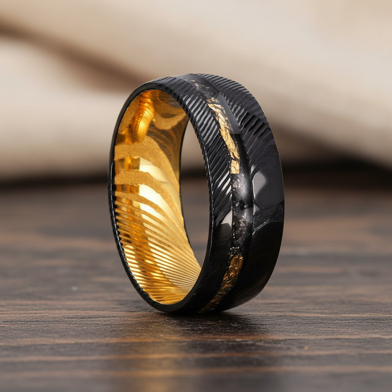 8MM Black Hammered Damascus Steel