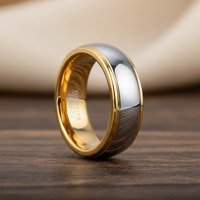8mm Gold Polished Tungsten Carbide Ring – Domed & Step Edge Design