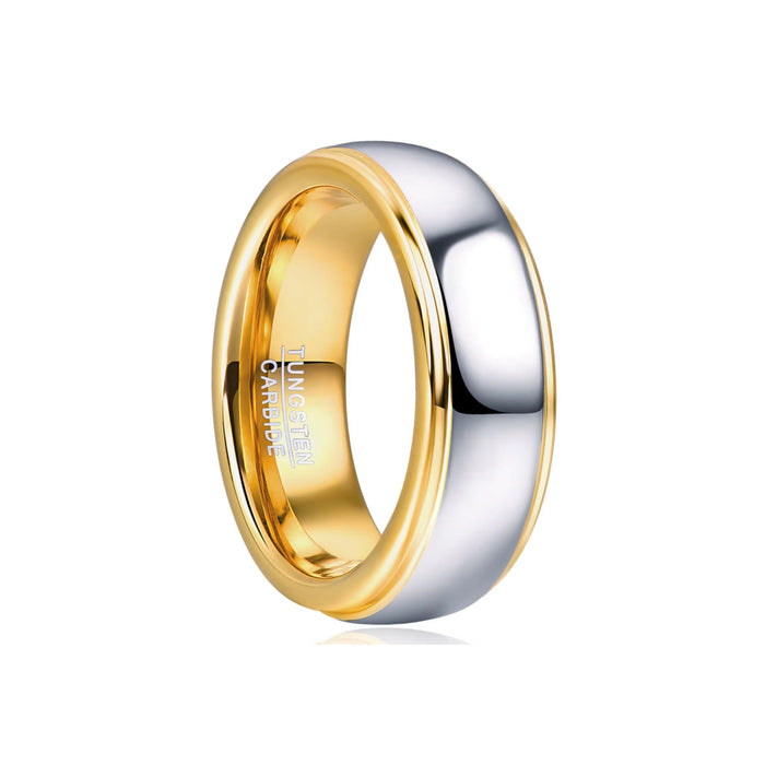 8mm Domed Tungsten Carbide Ring Gold Polished-Tungsten Ring-Sairahaz Jewelers