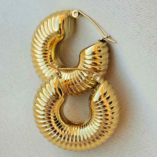 Twist Gold Chunky Textured Earrings Gold Hoop Earring Gift for Her