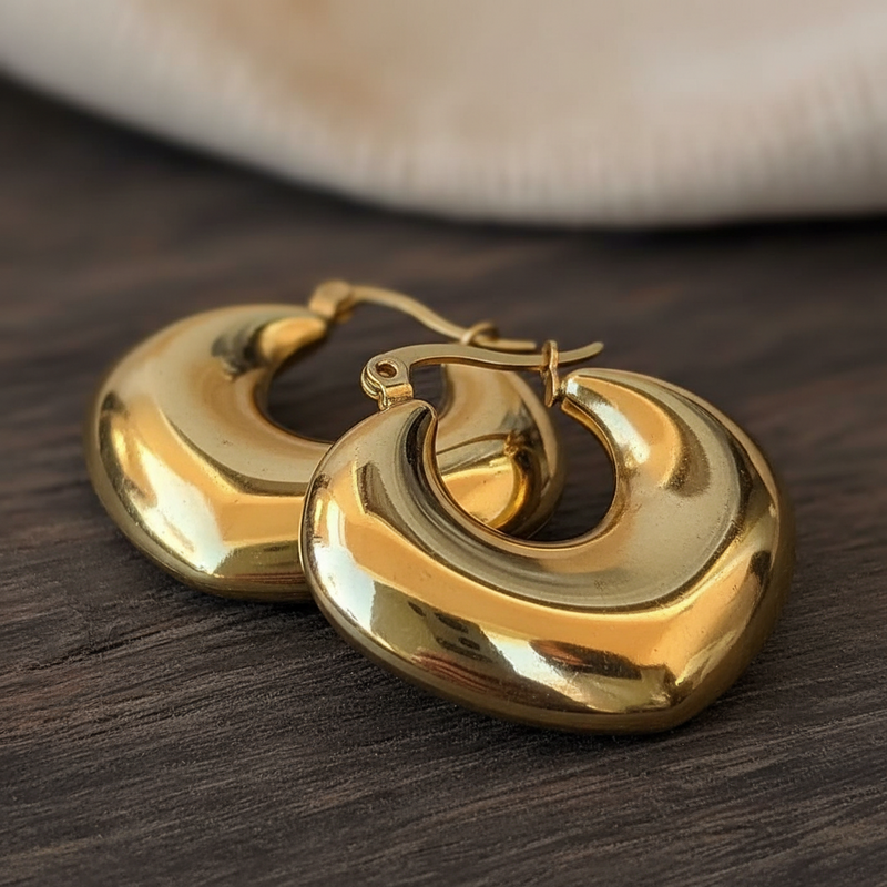 Chunky Heart Gold Plated Earrings - The Perfect Gift for Her