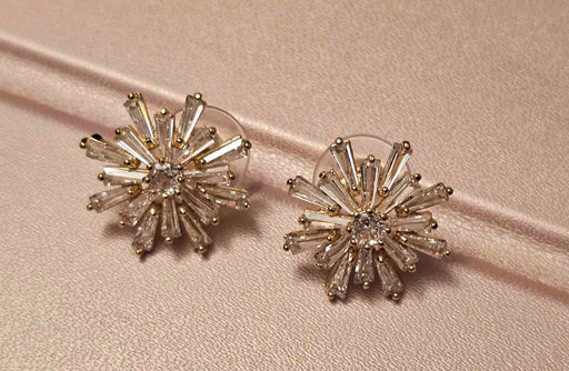 Sunshine CZ Flower Stud Earrings - Sparkling Floral Elegance Gift for her