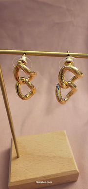 Bold and Beautiful: Chunky Linked Dangle Earrings for Impact-18k GP Women Earring-Sairahaz Jewelers