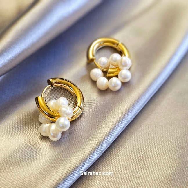 Seed Pearls Tunnel Hoop Earrings